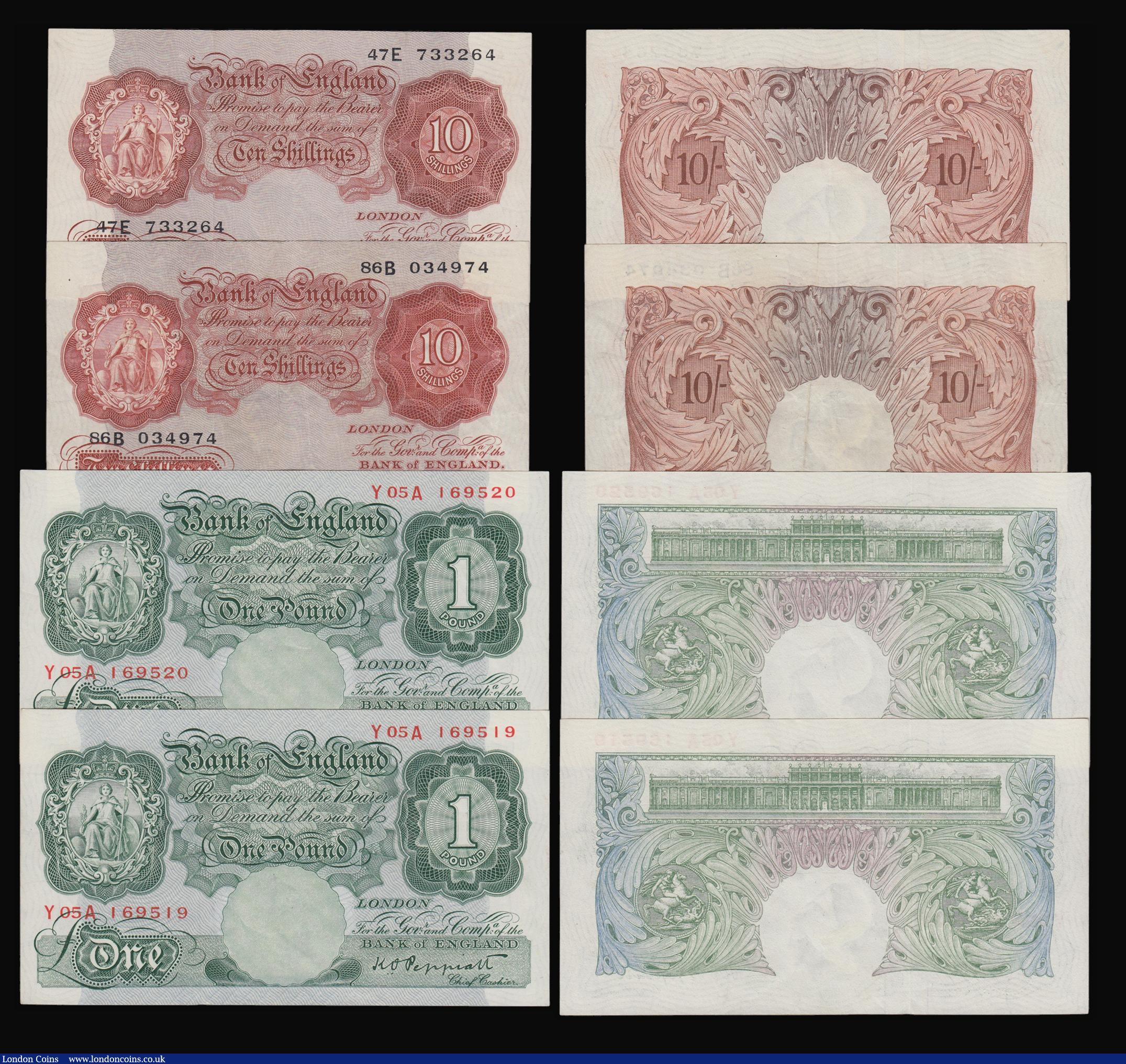 London Coins : A176 : Lot 97 : One Pound Peppiatt B260 (2) consecutive numbers Y05A 169519 and 169520, Beale B268 prefix H70B EF, B...