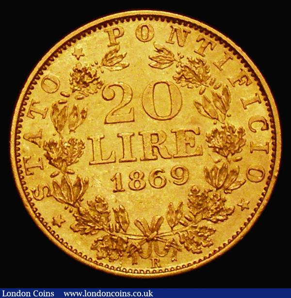 Italian States - Papal States 20 Lire Gold 1869 XXIV-R KM#1382.4 GVF/NEF : World Coins : Auction 176 : Lot 976