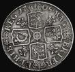 London Coins : A176 : Lot 1169 : Crown 1708 Plumes, SEPTIMO edge ESC 108, Bull 1347 Fine, the reverse slightly better, scarce