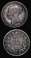 London Coins : A176 : Lot 1782 : Sixpences (2) 1868 ESC 1719, Bull 3218, Davies 1073 dies 3A, Die Number 3 VG/Fair Very Rare, 1869 ES...