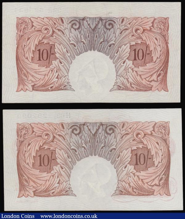 Ten Shillings Peppiatt (2) B235 H63 292099 and B236 32R 625834 AU-Unc : English Banknotes : Auction 176 : Lot 83