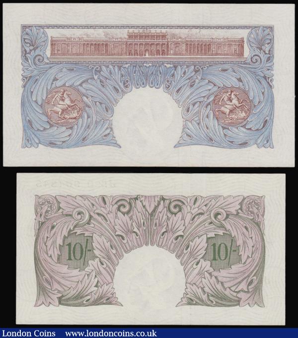 One Pounds Peppiatt Blue 1940 A25E 550762. Ten Shillings Pappiatt Mauve 1940 J52D 904845 AU-Unc : English Banknotes : Auction 176 : Lot 92