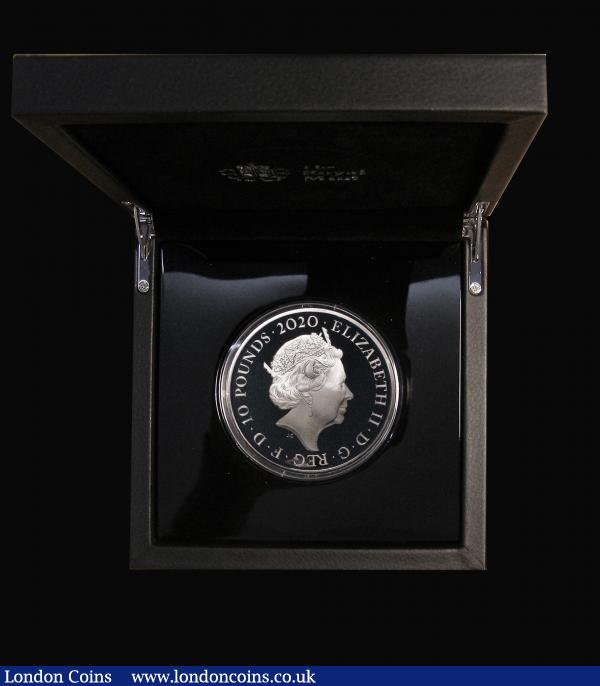 Ten Pounds 2020 Elton John 5oz. Silver Proof FDC in the Royal Mint box of issue with certificate and booklet, Certificate number 332 of a mintage of just 425 pieces, sure to be sought after by collectors and music fans alike, part of the second release in the Royal Mint Music Legends range. : English Cased : Auction 177 : Lot 553