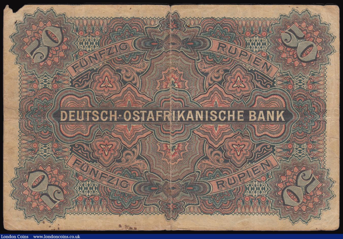 London Coins : A177 : Lot 108 : German East Africa, 50 Rupien, 15 June 1905, serial numbers on face only   S/N 3079, , Kaiser Wilhel...