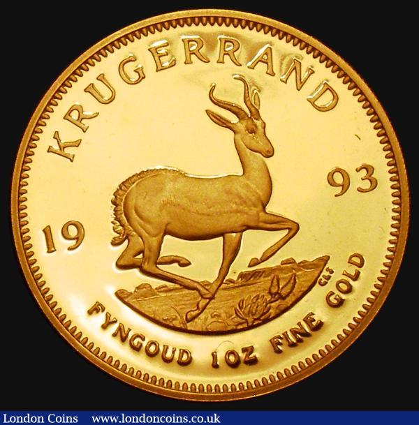 South Africa Krugerrand 1993 Proof KM#73 nFDC retaining almost full mint brilliance, no case or certificate : World Coins : Auction 177 : Lot 1102