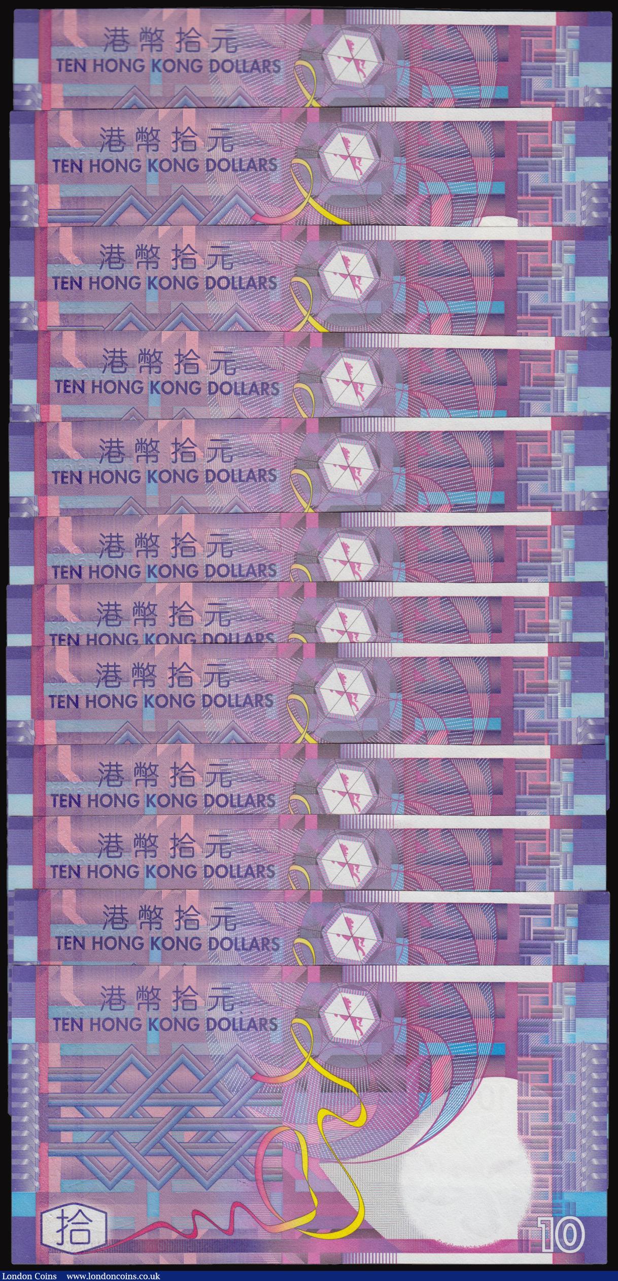 London Coins : A177 : Lot 118 : Hong Kong $10 (12) dated 2002, a consecutive numbered run, scarcer replacement series ZY, Pick400r U...