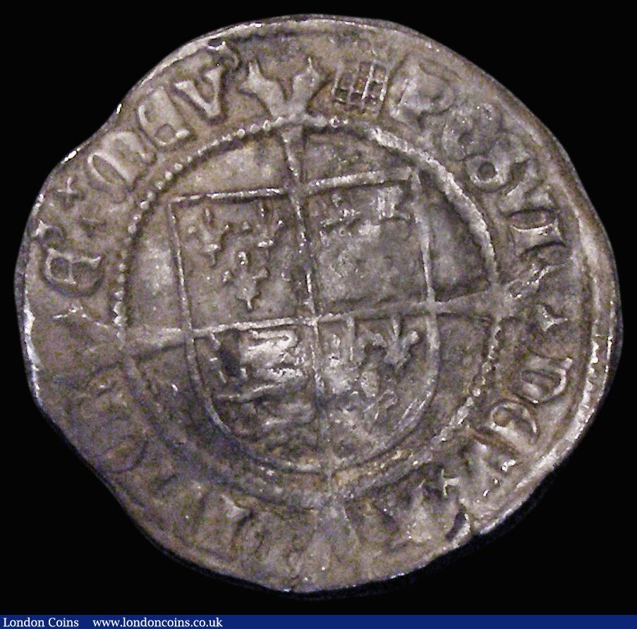London Coins : A177 : Lot 1224 : Groat Henry VIII First Coinage Profile Issue, Portrait of Henry VII S.2316 mintmark Portcullis, 2.74...