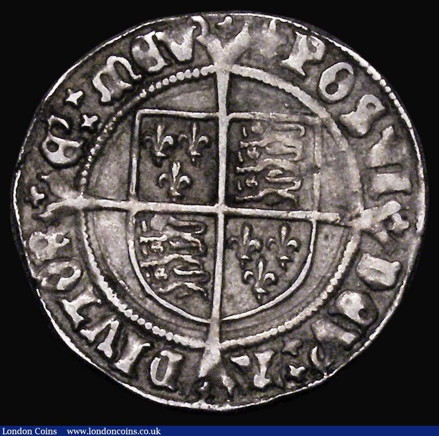 London Coins : A177 : Lot 1227 : Groat Henry VIII Laker Bust D, S.2337, mintmark Lis, 2.70 grammes, About VF, the obverse with some d...
