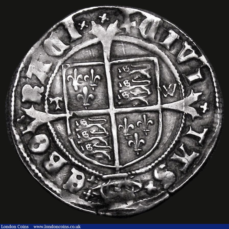 London Coins : A177 : Lot 1228 : Groat Henry VIII Second Coinage, York Mint, Archbishop Wolsey, T-W beside shield with cardinal'...