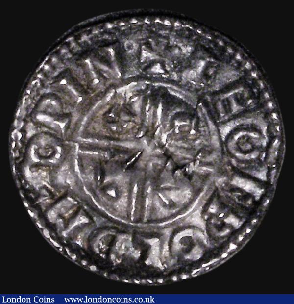 Penny Aethelred II Crux type, S.1148, North 770, Winchester Mint, moneyer Leofwold, 1.61 grammes, some flan stress and a small crack in one place where a tiny amount of light shows through the coin, otherwise GVF, on a wavy flan  : Hammered Coins : Auction 177 : Lot 1262