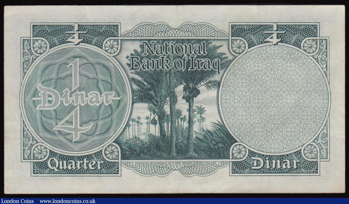 London Coins : A177 : Lot 128 : Iraq 1/4 Dinar (1947) Green Palm Trees reverse Pick 27 firm and pleasant VF or better series E978102