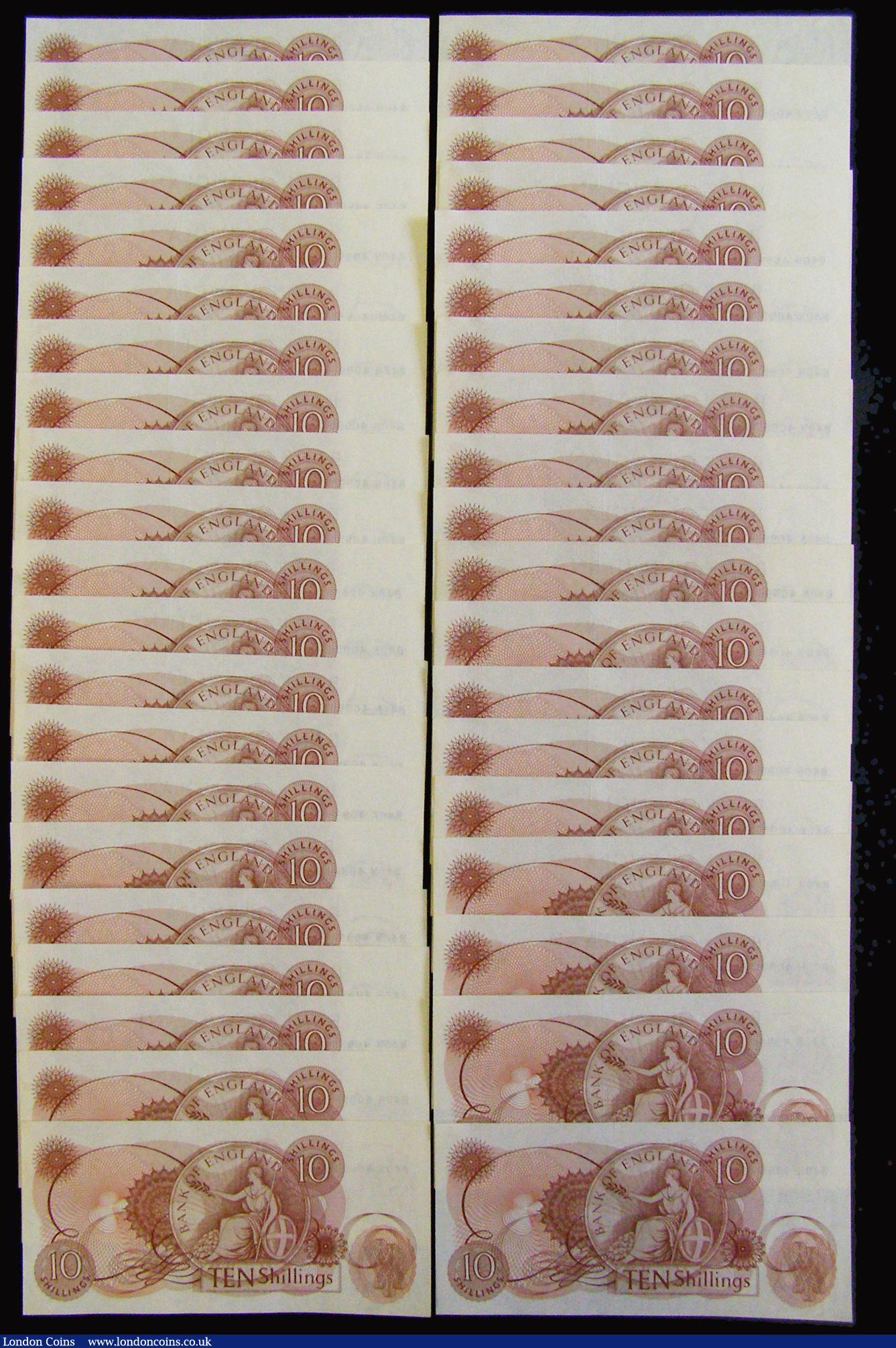 London Coins : A177 : Lot 15 : Ten Shillings Fforde 1967 B310 (41) consecutive numbers B40N 409940 to B40N 409980 Unc 