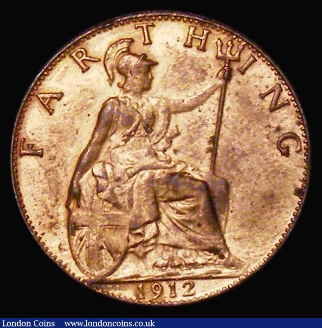 London Coins : A177 : Lot 1504 : Farthing 1912 Bright Finish not mint darkened Lustrous EF, only the second example we have offered, ...