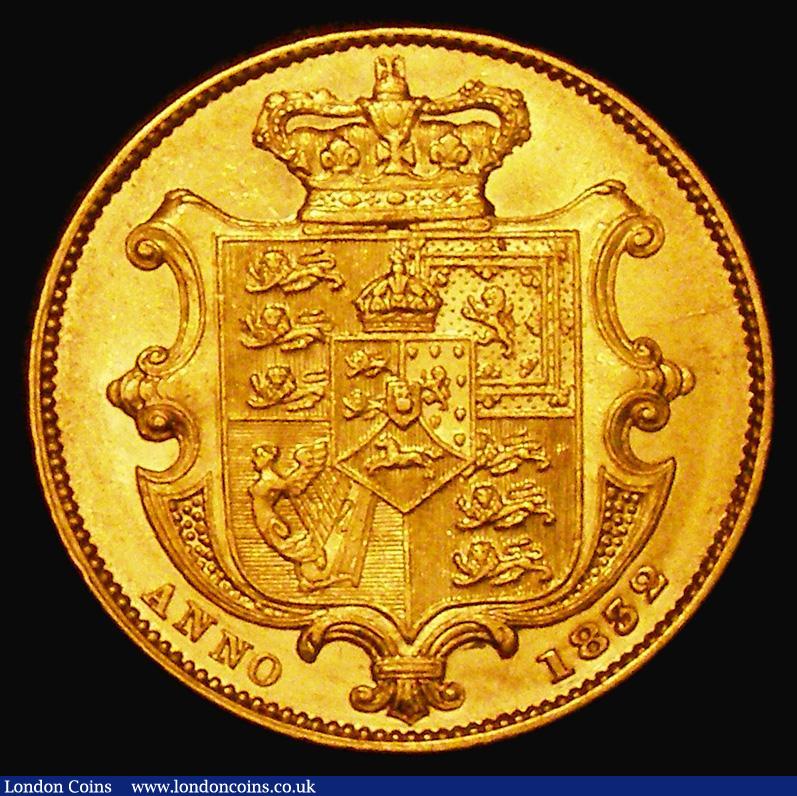 London Coins : A177 : Lot 1993 : Sovereign 1832 Second Bust, Nose points to second I of BRITANNIAR, Marsh 17, S.3829B, Bright GVF/NEF...