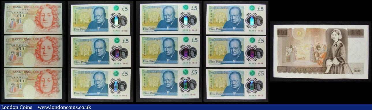 London Coins : A177 : Lot 2 : Bank of England (13) various high grades to UNC comprising Five Pounds Cleland B414 Polymer 2016 iss...