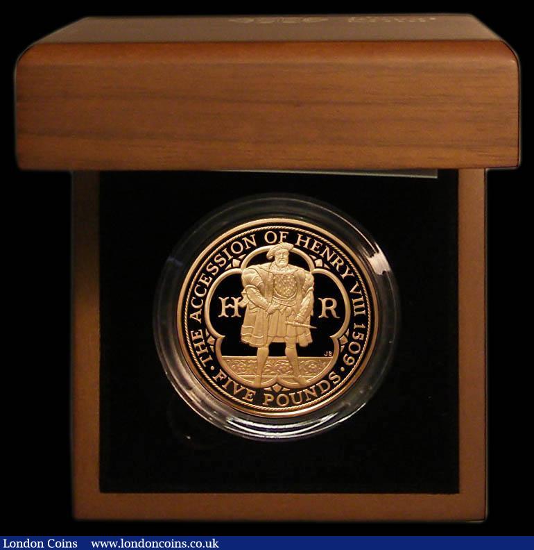 London Coins : A177 : Lot 287 : Five Pound Crown 2009 500th Anniversary of the Accession of Henry VIII Gold Proof S.L20 FDC in the R...