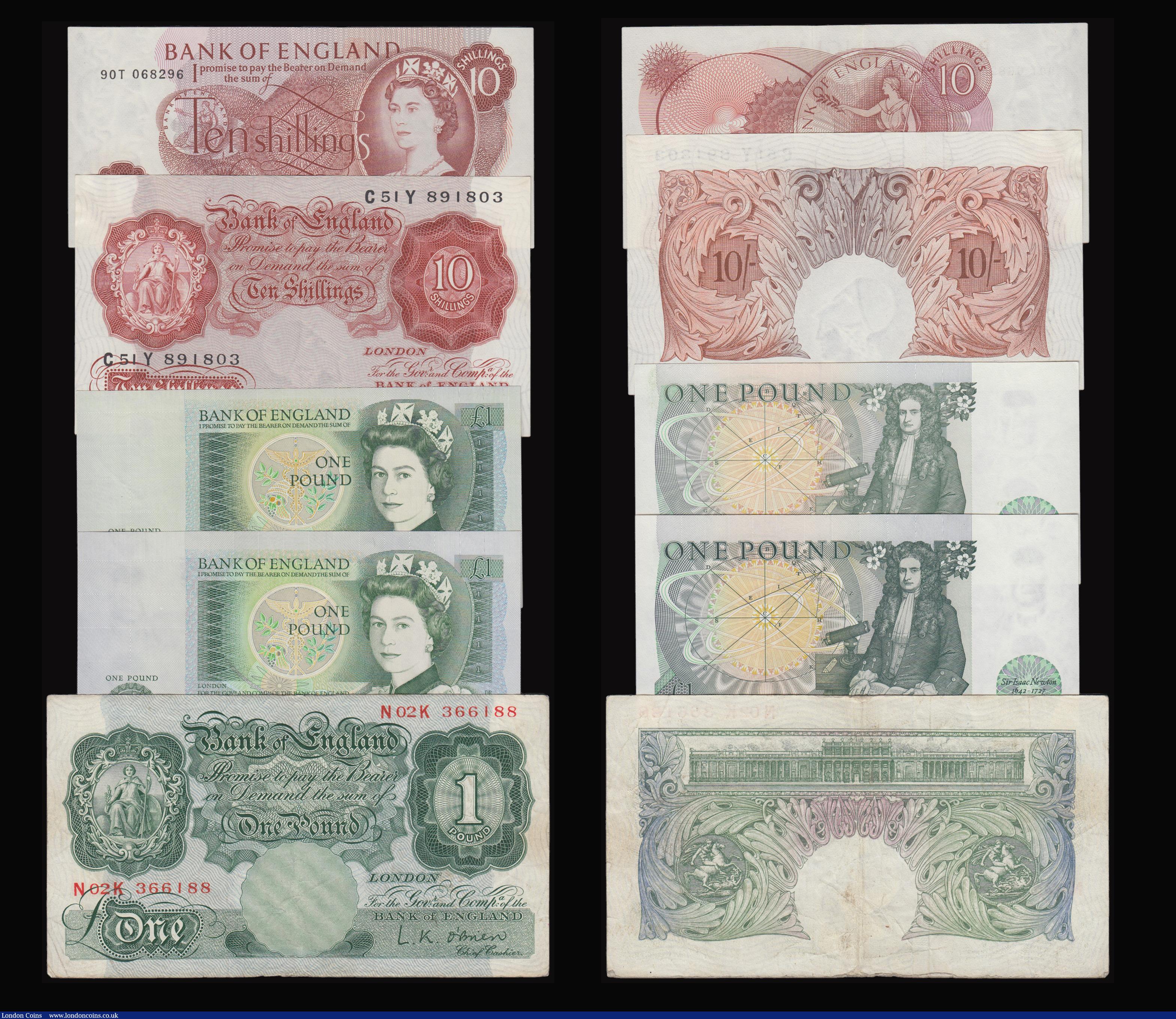 London Coins : A177 : Lot 3 : Bank of England (9) mostly about UNC - UNC O'Brien (2) 10 Shillings B271 Red-Brown issue 1955 s...