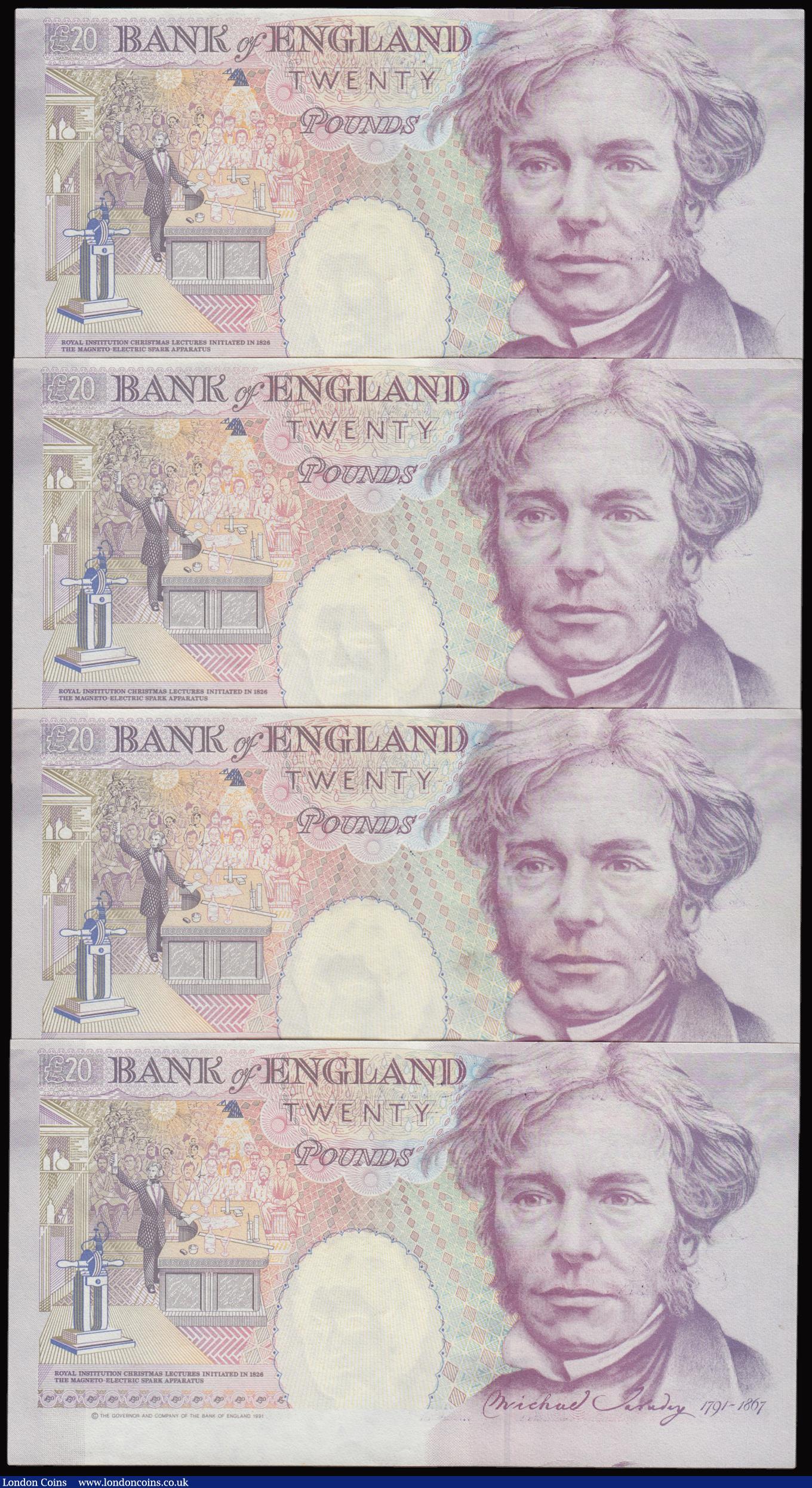 London Coins : A177 : Lot 39 : Error - Twenty Pounds Kentfield 1991 Michael Faraday B371 mis-cut, off centre so a much larger plain...