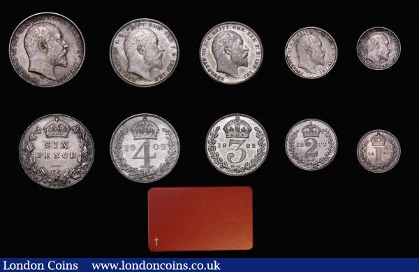 Proof Set 1902 (11 coins) the short Matt Proof issue Sovereign to Maundy Penny, the Sovereign with some thin scratches, the silver with an original and attractive matching tone, the Crown particularly choice, nFDC to FDC in a maroon box : English Cased : Auction 177 : Lot 401