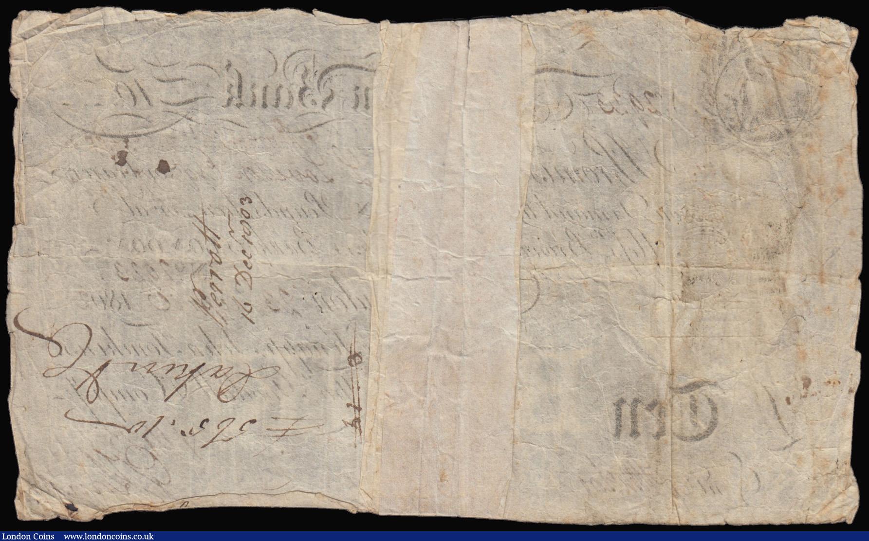 London Coins : A177 : Lot 42 : Abingdon Bank Ten Pounds payable here or at Brown, Cobb and Stokes London, Abingdon 23 April 1802 fo...