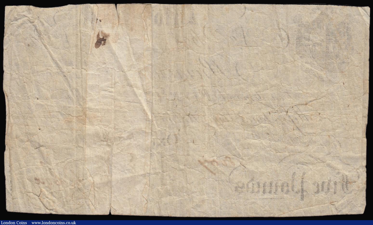 London Coins : A177 : Lot 44 : Oxford Bank Five Pounds payable here or Jones, Lloyd and Hulme London, Oxford 28 November 1805 signe...