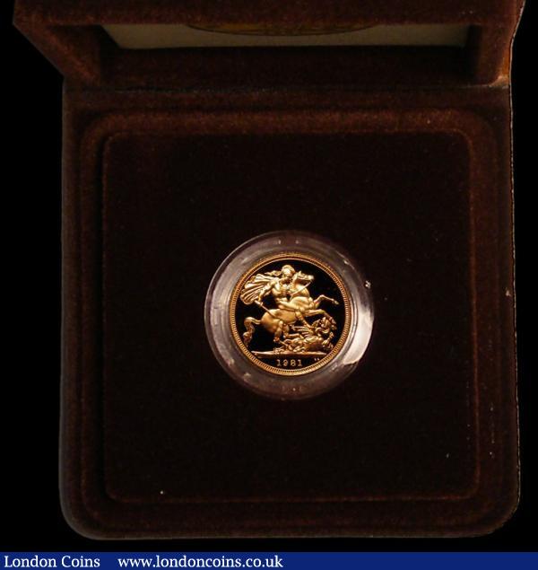 Sovereign 1981 S.SC1 Gold Proof FDC in the brown Royal Mint case of issue with certificate : English Cased : Auction 177 : Lot 474