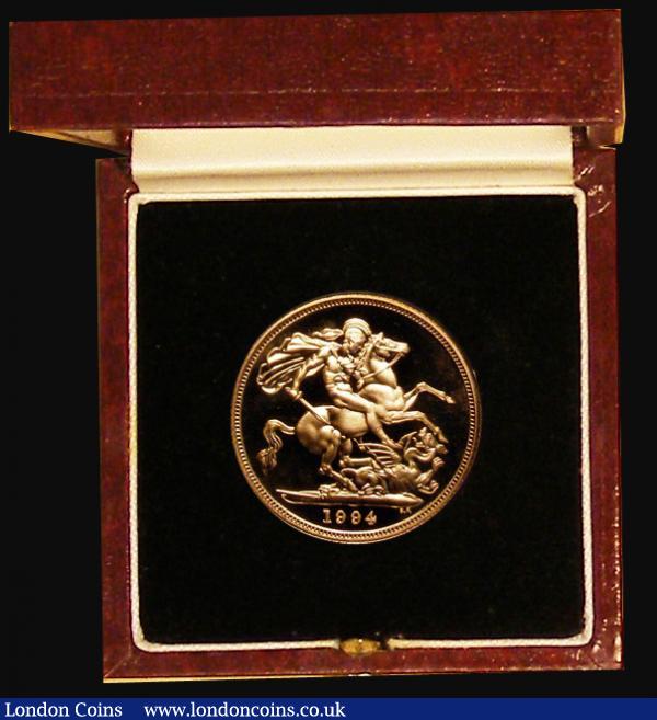 Sovereign 1994 S.SC2 Gold Proof FDC or very near so, with minor toning, retaining almost full mint brilliance, in the Royal Mint box of issue with certificate : English Cased : Auction 177 : Lot 475