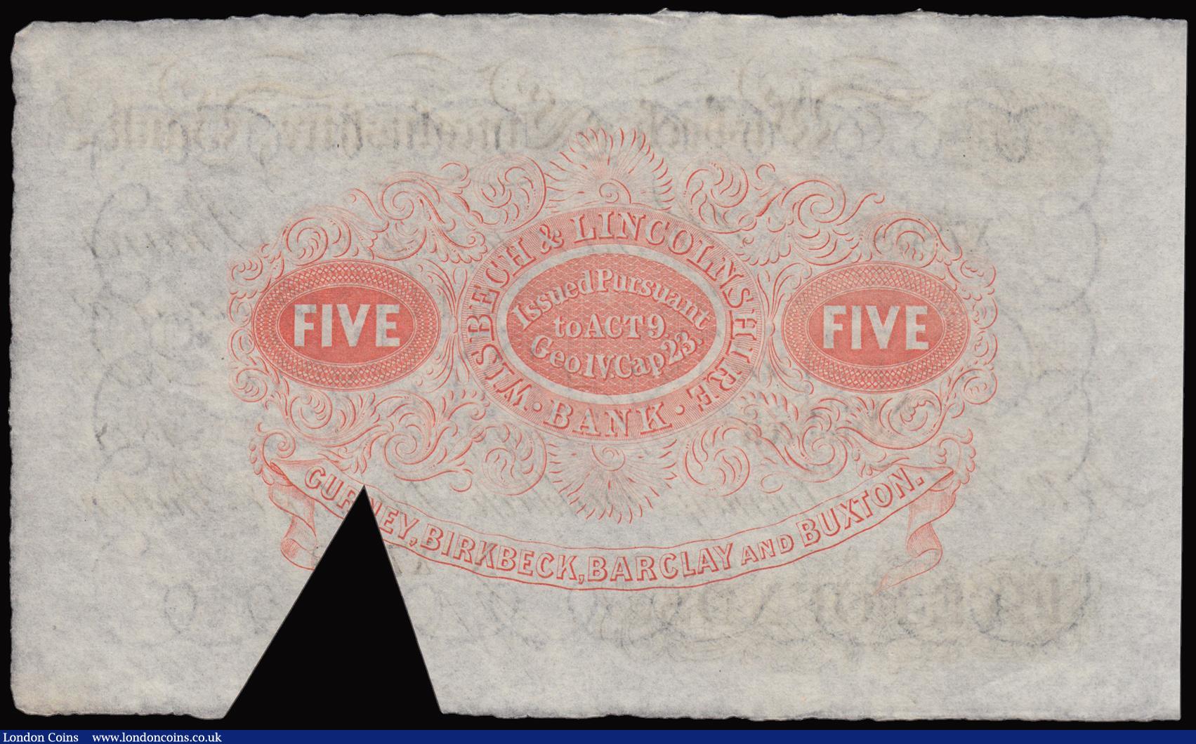 London Coins : A177 : Lot 52 : Wisbech & Lincolnshire Bank £5 dated 1894 series No.X7808 for Gurney, Birkbeck, Barclay &a...