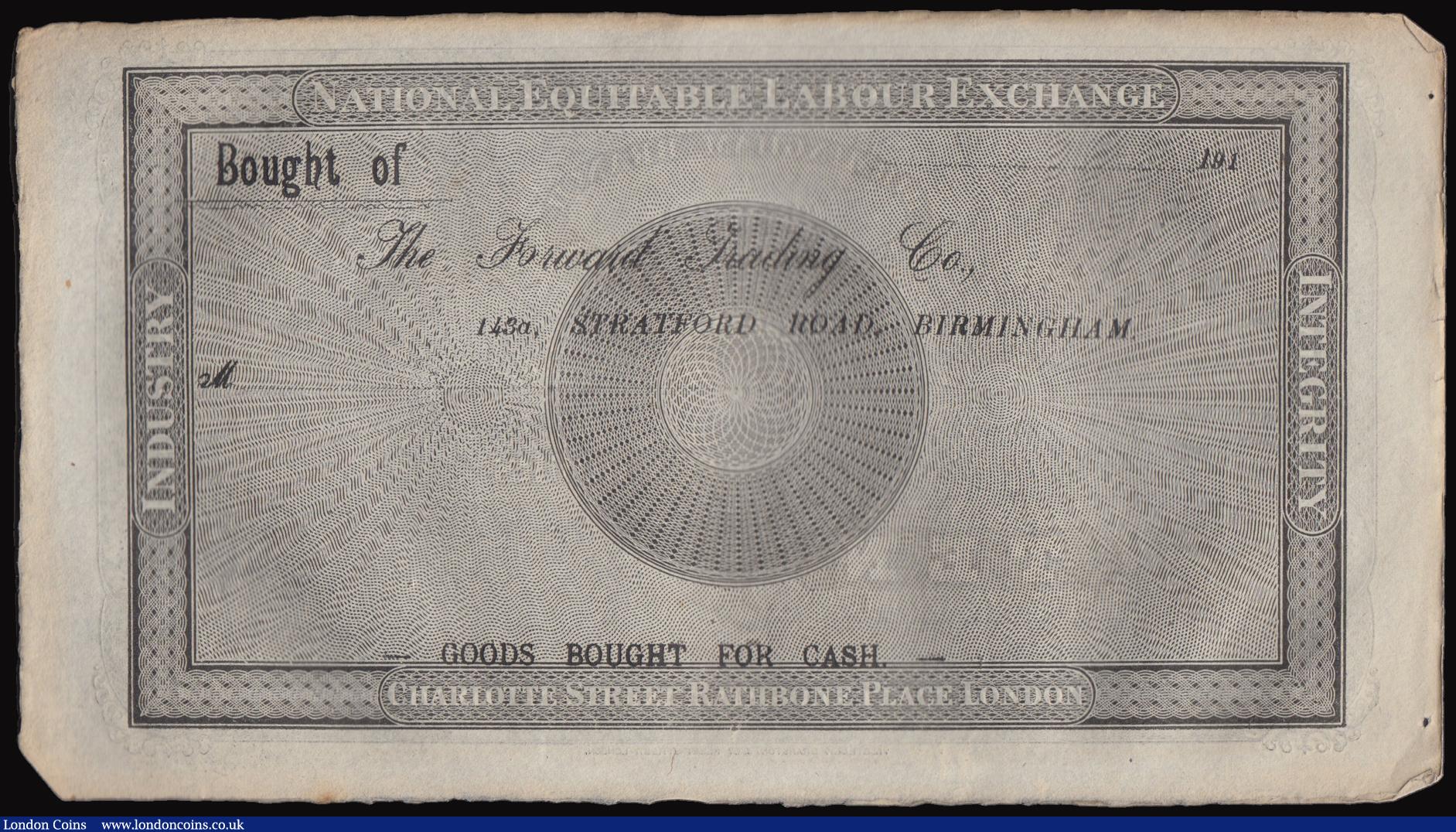 London Coins : A177 : Lot 53 : Birmingham Labour Exchange 10 hour note dated 1833, Robert Owen issue, unissued remainder, Forward T...