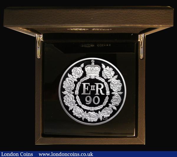 Ten Pounds 2016 Queen Elizabeth II 90th Birthday 5oz. Silver Proof S.M8 a hint of toning, otherwise FDC retaining practically full mint brilliance, in the Royal Mint box of issue with certificate : English Cased : Auction 177 : Lot 545