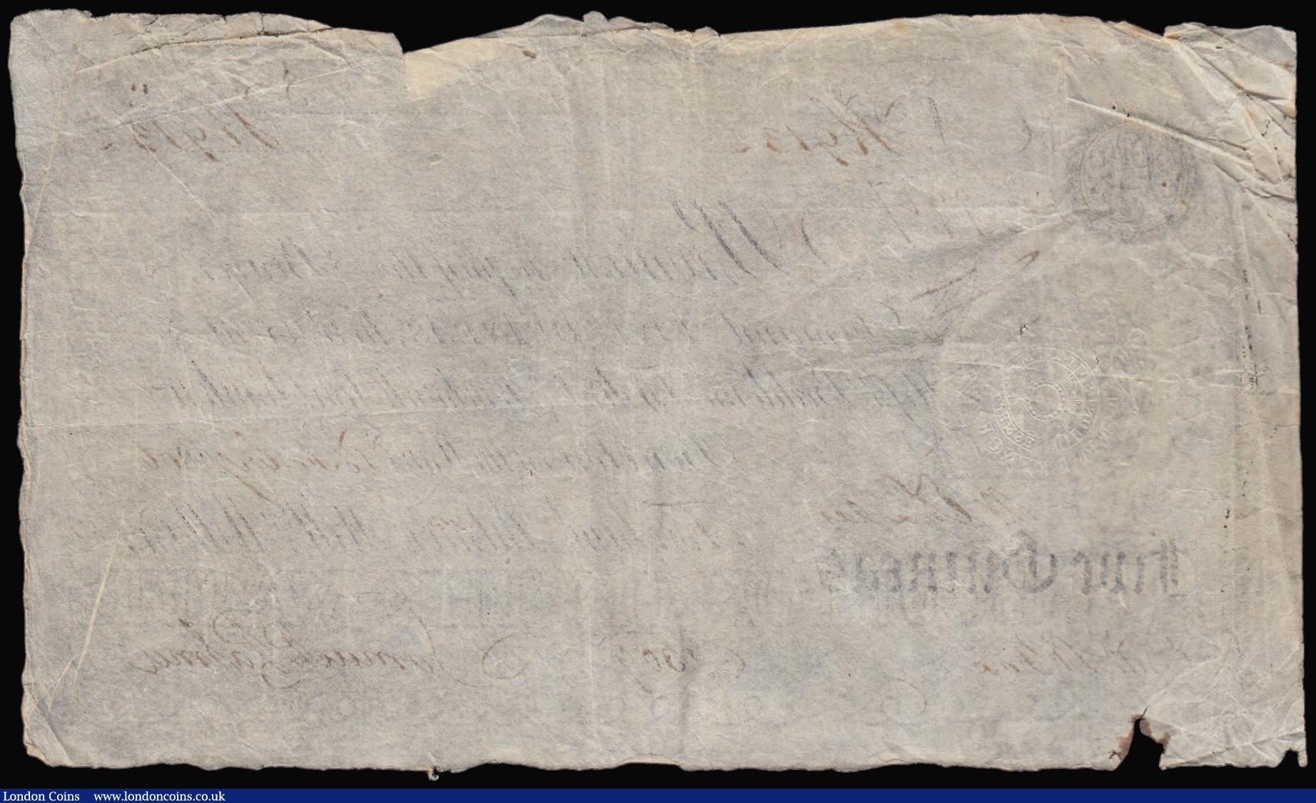 London Coins : A177 : Lot 60 : Bourton on the Water Five Guineas 18 Feb 1806 payable at Beddome, Fysh Fenchurch Street London for P...