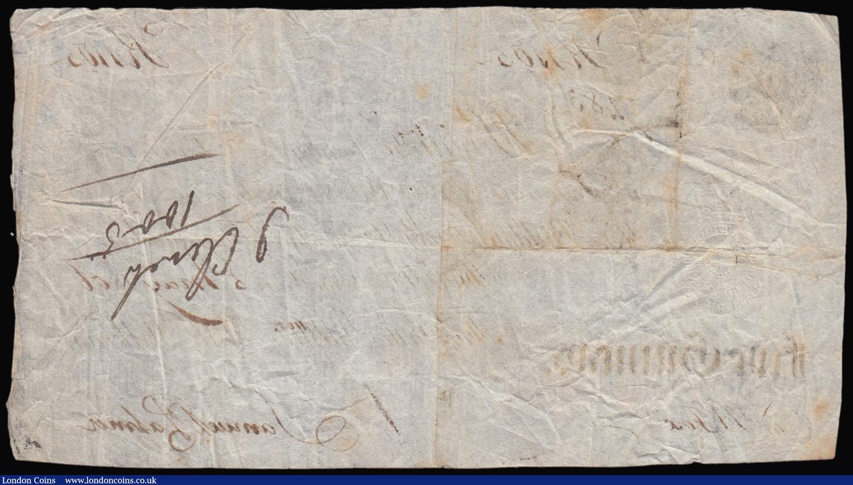 London Coins : A177 : Lot 62 : Bourton on the Water Five Guineas 5 May 1806 payable at Beddome, Fysh Fenchurch Street London for Pa...