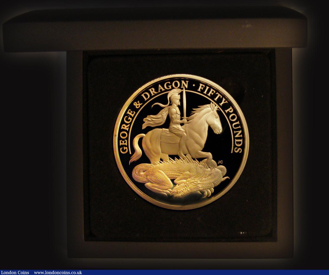 London Coins : A177 : Lot 621 : Alderney &pound;50 2021 George and the Dragon 200th Anniversary of the definitive design 5oz. Gold P...