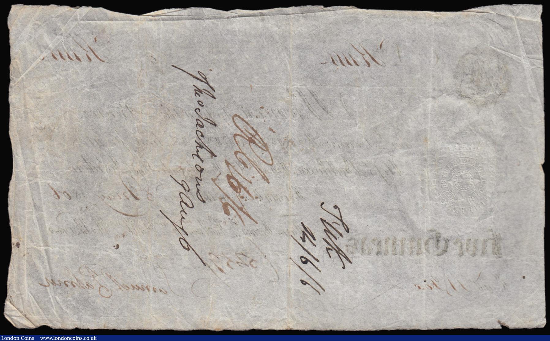 London Coins : A177 : Lot 63 : Bourton on the Water Five Guineas 5 May 1806 payable at Beddome, Fysh Fenchurch Street London for Pa...