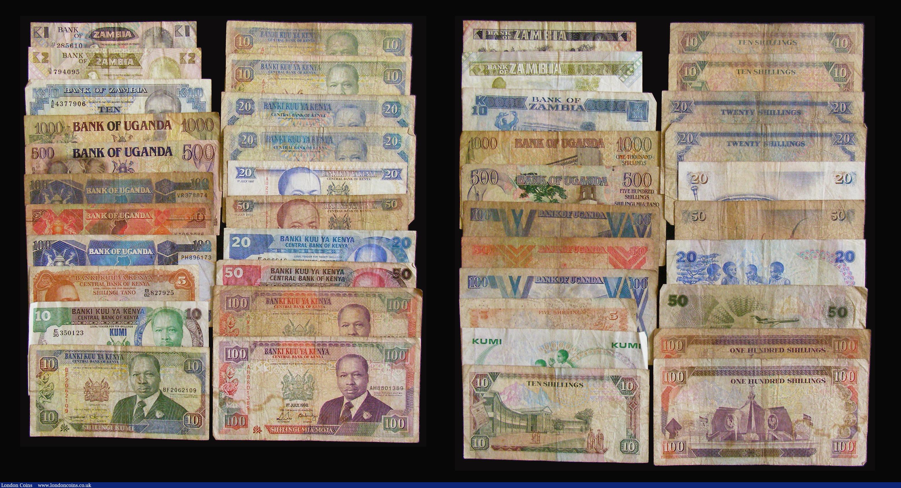 London Coins : A177 : Lot 67 : Africa (11) Ghana 10 Cedis 2011 issue Pick 39c UNC, Kenya Five Shillings 1975 issue Pick 11b UNC, We...
