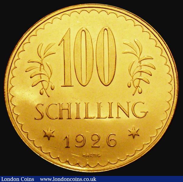 Austria 100 Schillings Gold 1926 KM#2842 UNC and Prooflike with some edge nicks : World Coins : Auction 177 : Lot 887