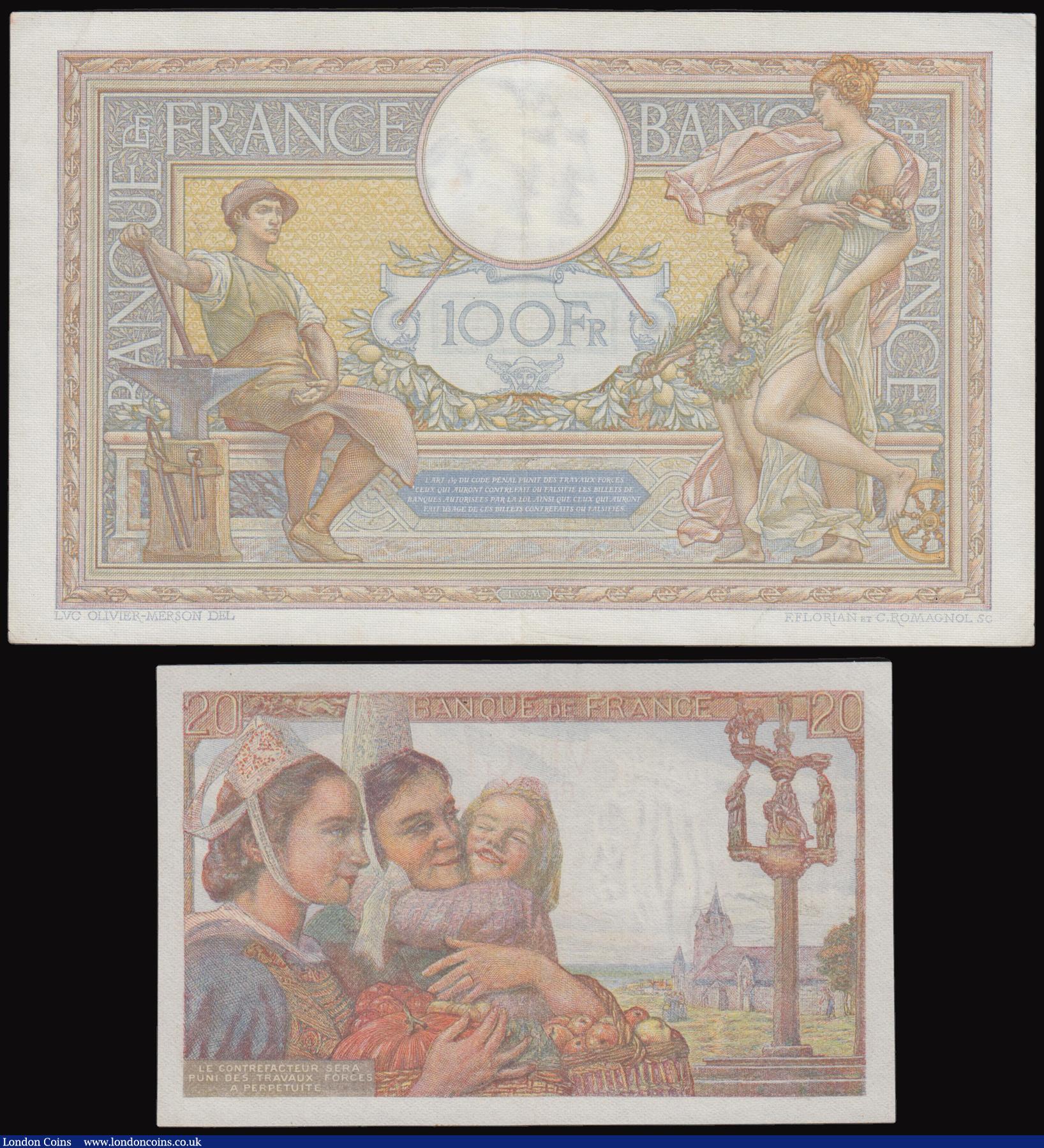 London Coins : A177 : Lot 97 : France (2) 100 Francs 1938 issue, signatures P.Rousseau and R. Favre-Gilly, serial number 569 C.5988...