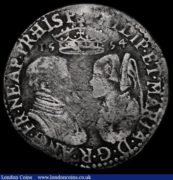 Shilling Philip and Mary 1554  full titles with mark of value S.2500 approaching Fine, the obverse with  scratches, the profiles practically complete and with some details : Hammered Coins : Auction 178 : Lot 1001