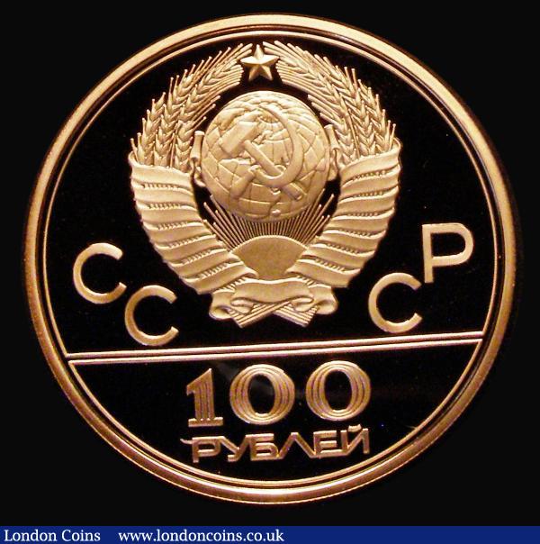 Russia 100 Roubles Gold 1978 Waterside Grandstand, 1980 Moscow Olympics, Leningrad, St. Petersburg Mint Y#162 Gold Proof FDC in capsule, uncased : World Coins : Auction 178 : Lot 1157