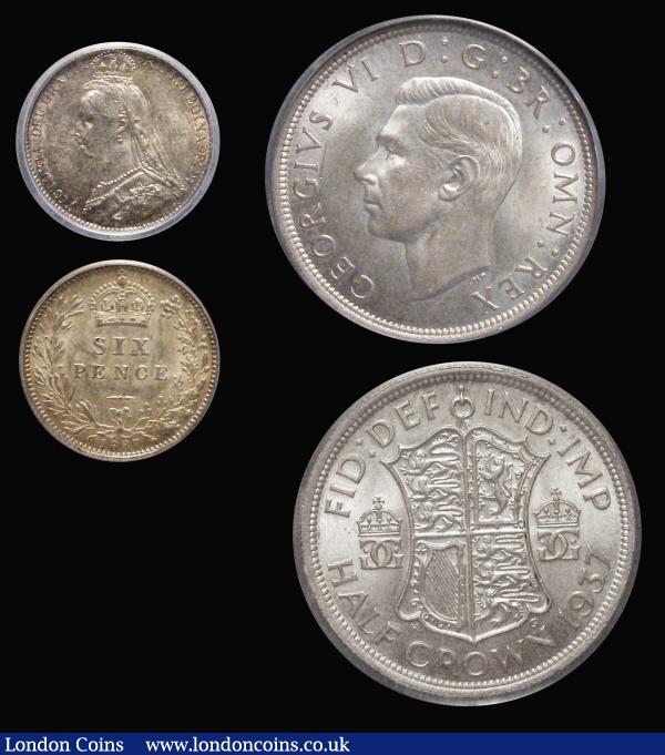 Sixpence 1887 JH Revised ESC 1754 CGS 70, Halfcrown 1937 ESC 786 CGS 78, Halfpenny 1965 CGS 82 : English Coins : Auction 178 : Lot 1675