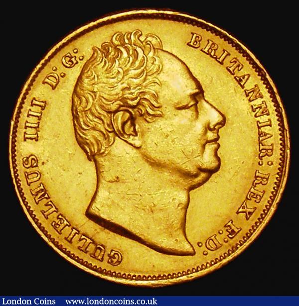 Sovereign 1831 First Bust, Nose points to first N in BRITANNIAR, W.W. incuse with stops Marsh 16, S.3829, NEF with some contact marks, Very Rare in high grade : English Coins : Auction 178 : Lot 1698