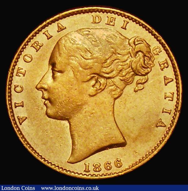 Sovereign 1866 1 over lower 1 in date, Marsh 51, S.3853, Die Number 74 About VF with some tiny rim nicks  : English Coins : Auction 178 : Lot 1739