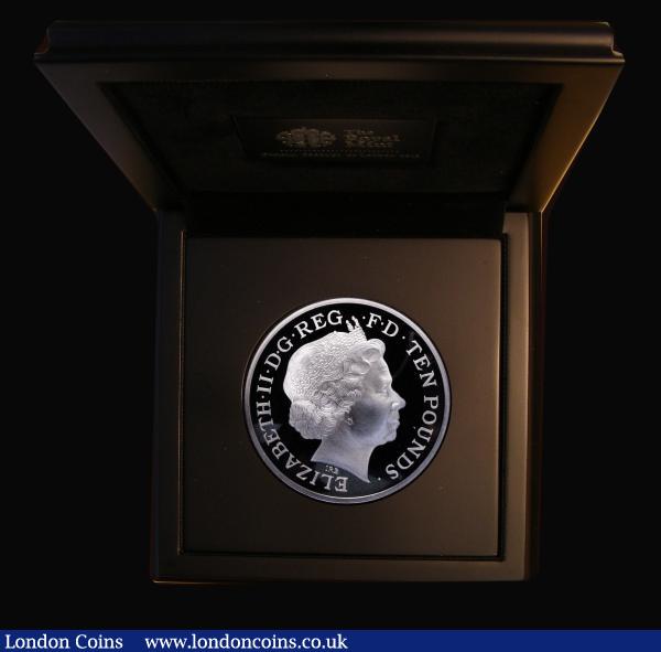 Ten Pounds 2012 The Official London 2012 UK 5oz Silver Coin, Pegasus the winged horse reverse, right facing portrait of QE II by Rank-Broadley obverse, 65mm diameter, Proof FDC in a large NGC holder and graded PF69, in the Royal Mint presentation box as issued with certificate : English Cased : Auction 178 : Lot 387