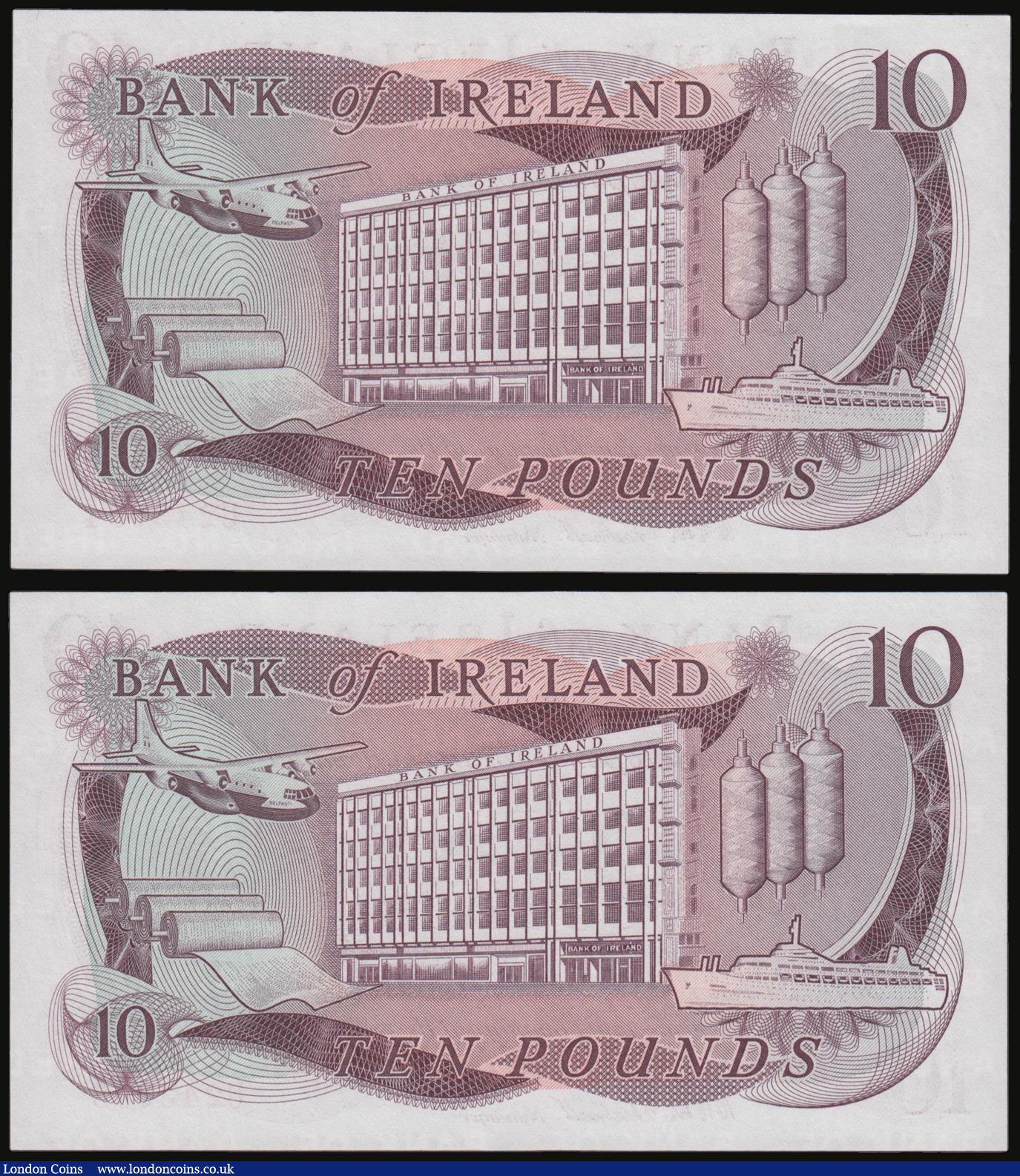 London Coins : A178 : Lot 103 : Northern Ireland Ten Pounds signed HHN Chestnutt (1971) Pick 63a (2) consecutive numbers U243094 and...