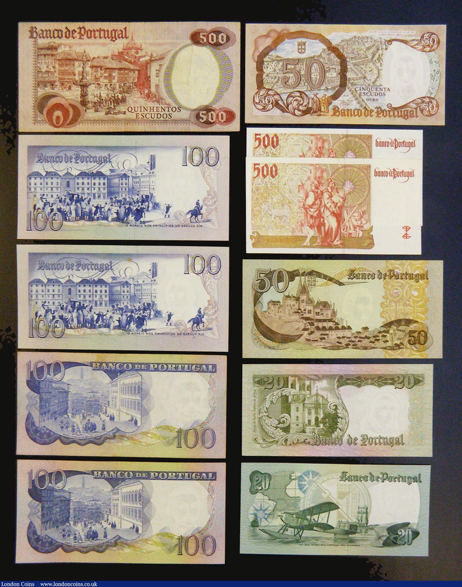London Coins : A178 : Lot 105 : Portugal (11) 500 Escudos (3) 1979 issue, Pick 177, minor edge nicks at the top, NVF, 1997 issue, Pi...