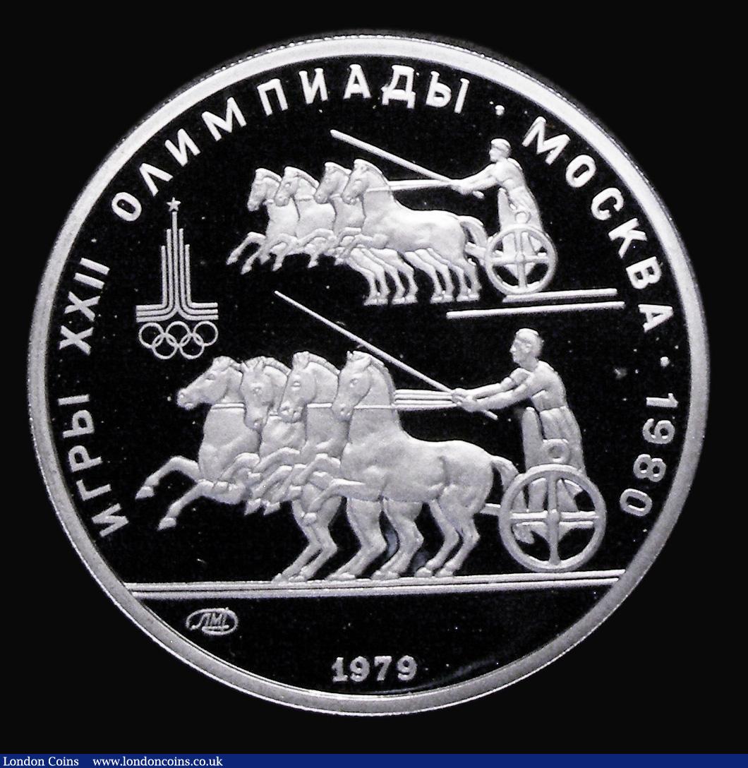 London Coins : A178 : Lot 1164 : Russia 150 Roubles 1979 Roman Chariot Racers, 1980 Moscow Olympics issue, Platinum Proof Y#176 