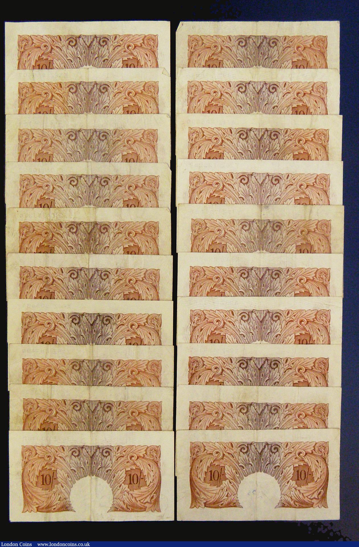 London Coins : A178 : Lot 12 : Ten Shillings (20) Peppiatt B262 (2), Beale B266 (13) includes three first runs Z28Z prefix (2) and ...