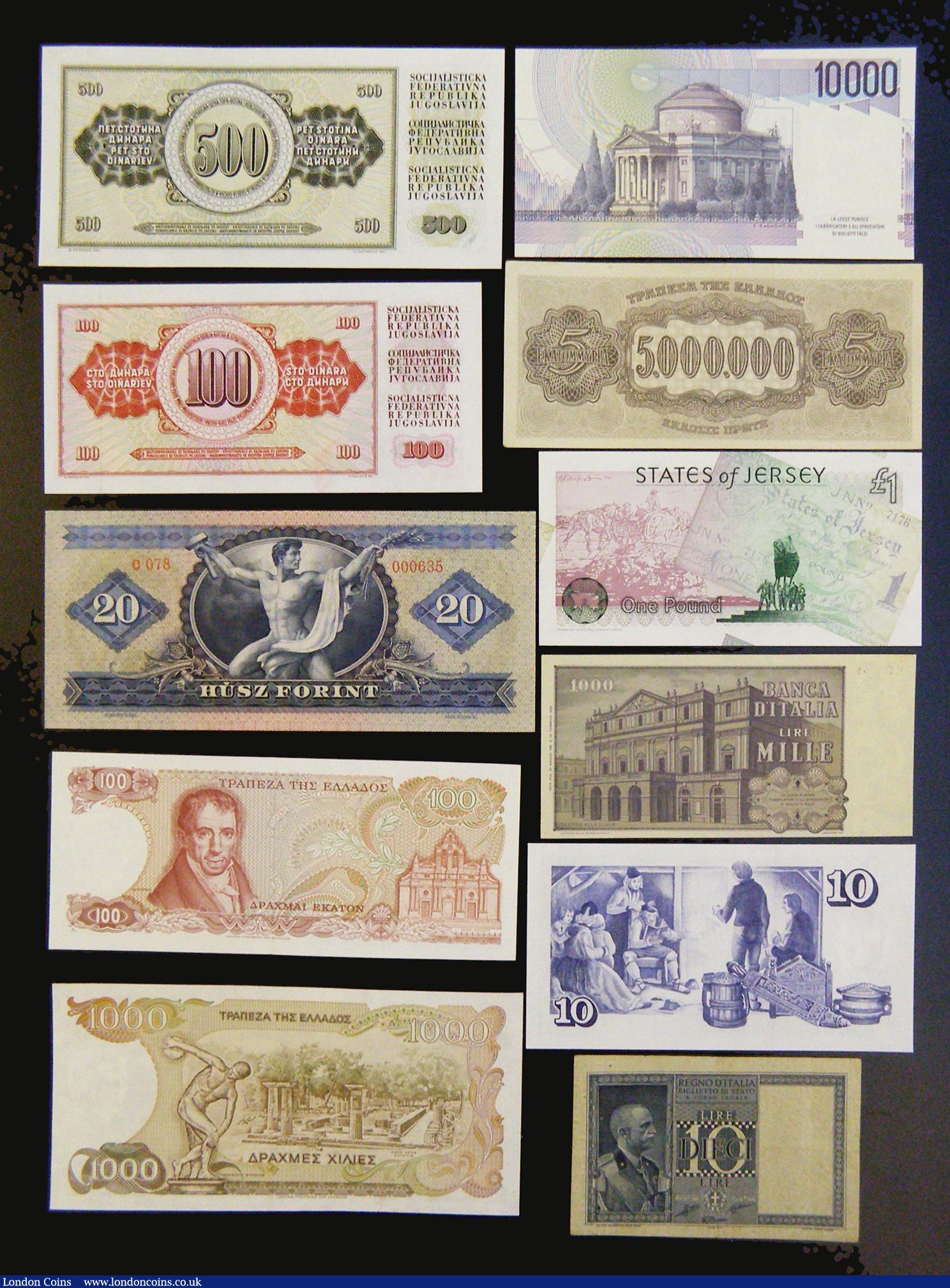 London Coins : A178 : Lot 133 : World (11) Iceland 10 Kronur 1981-1986 issue, Pick 48 UNC, Italy (3) 10000 Lire 1984 issue, signatur...