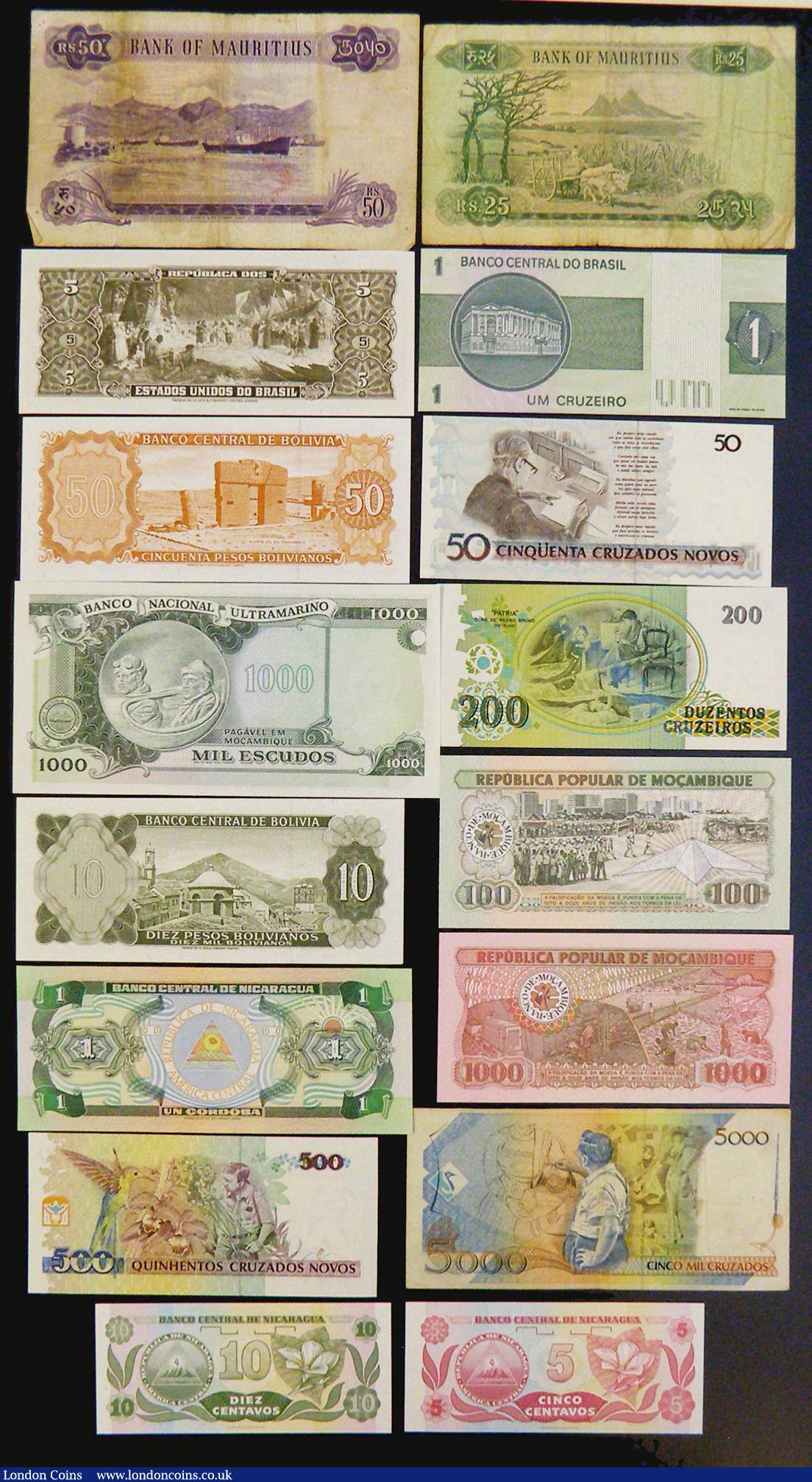 London Coins : A178 : Lot 135 : World (16) Mauritius (2) 50 Rupees undated 1967 issue, signature 4 (G.Bunwaree and Sir I.Rampaul) Pi...