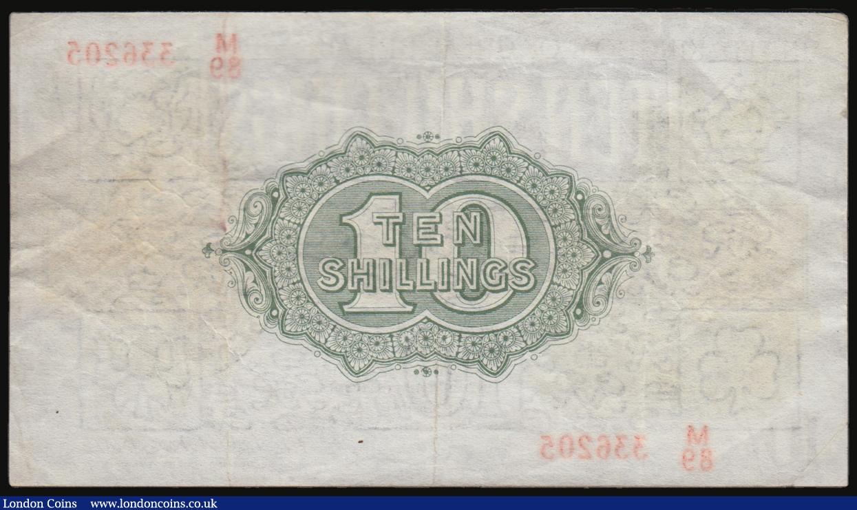 London Coins : A178 : Lot 14 : Ten Shillings Fisher T30 Second Issue Red Serial Number, No. omitted, issued 1922 ser...